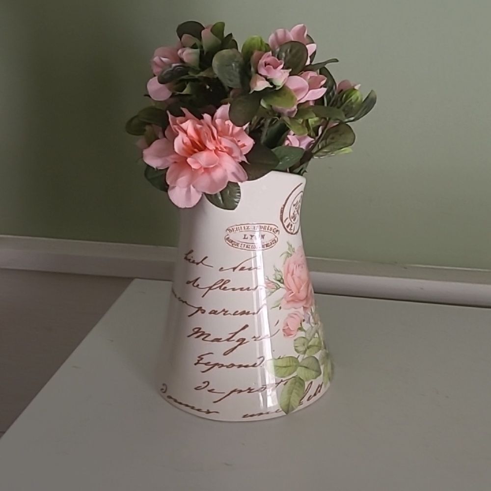 Teleflora Ceramic Pitcher with Pink Roses - Picture 4 of 6